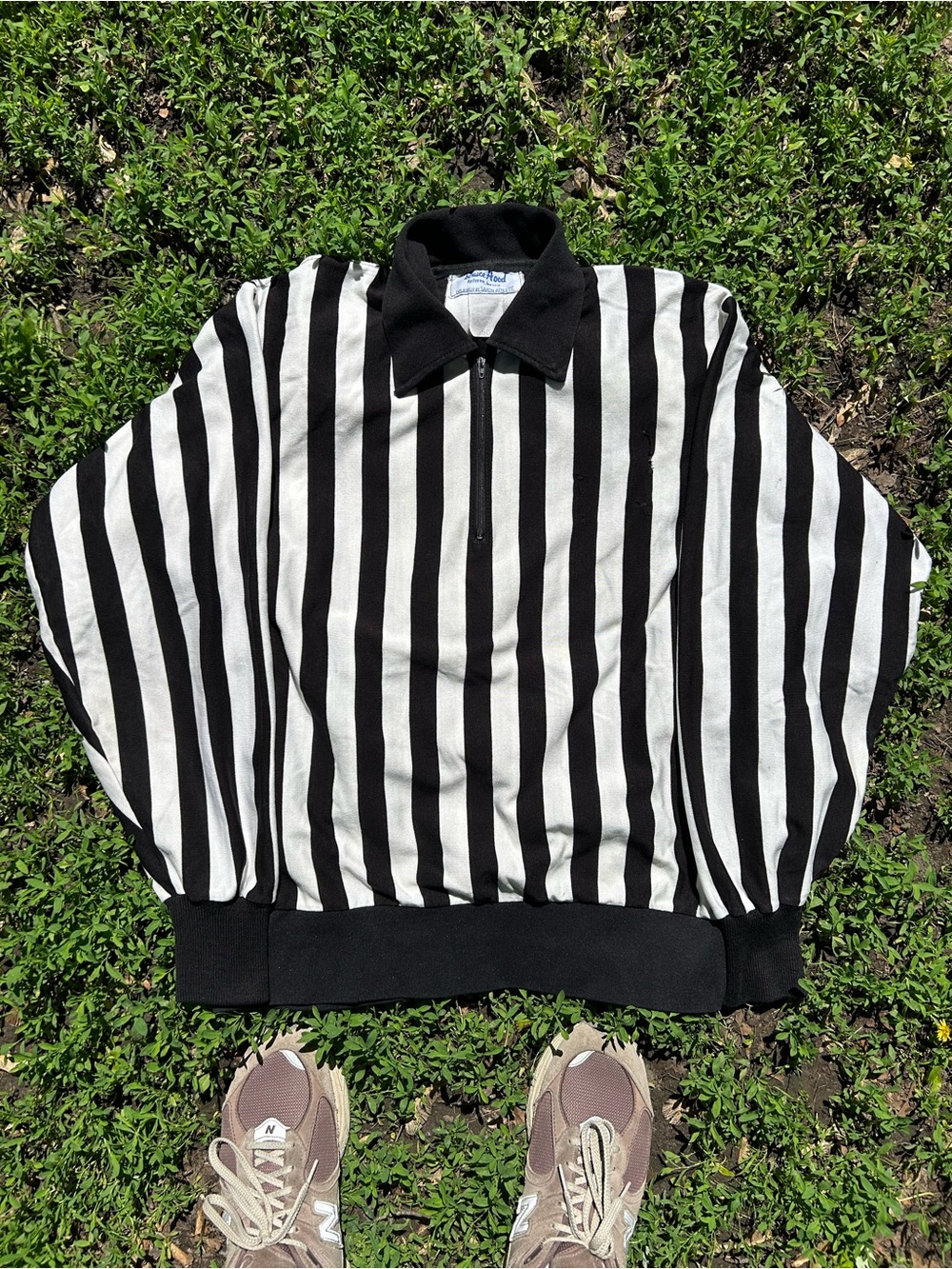 Vintage 80s Striped Referee Longsleeve Polo Shirt